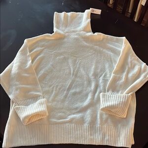 Old Navy Cream Cowl Neck Sweater with Ribbed Cuffs